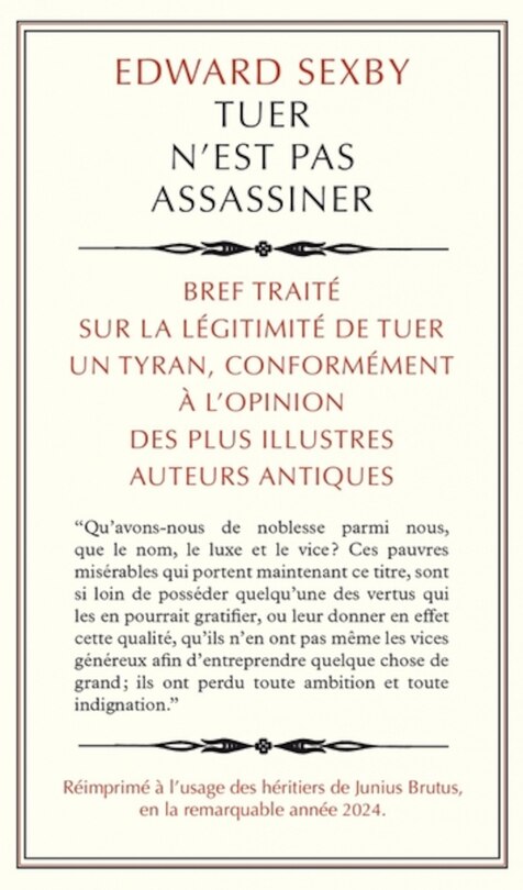 Front cover_Tuer n'est pas assassiner
