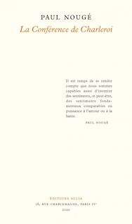 Front cover_La conférence de Charleroi