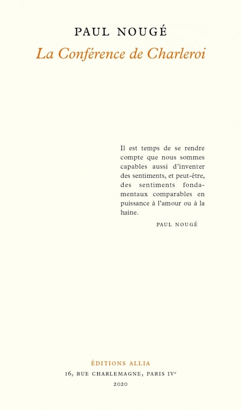 Front cover_La conférence de Charleroi