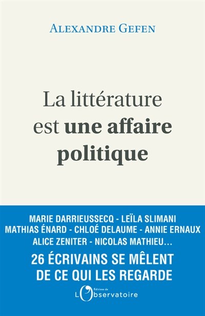 Front cover_La littérature est une affaire politique