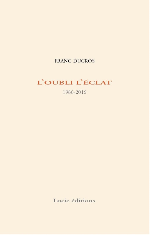 Couverture_L'oubli l'éclat : 1986-2016