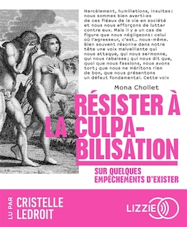 Front cover_Résister à la culpabilisation : sur quelques empêchements d'exister