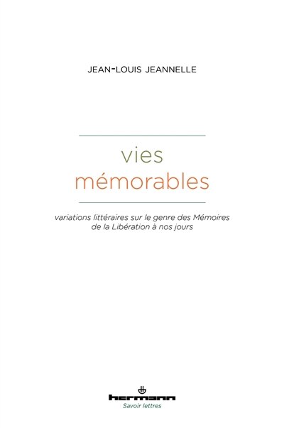 Front cover_Vies mémorables