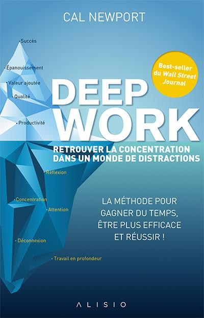 Couverture_Deep work : retrouver la concentration dans un monde de distractions : la méthode pour gagner du temps, être plus efficace et réussir !