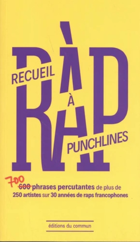 Front cover_Ràp, recueil à punchlines : 700 phrases percutantes de plus de 250 artistes sur 30 années de raps francophones
