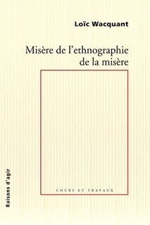 Front cover_Misère de l'ethnographie de la misère