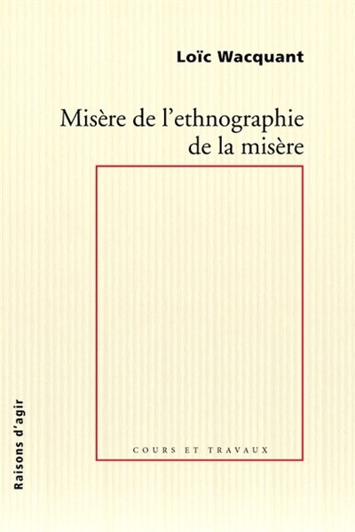 Front cover_Misère de l'ethnographie de la misère