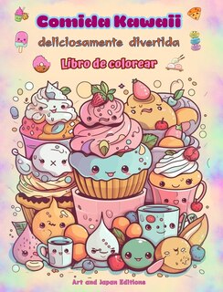 Front cover_Comida Kawaii deliciosamente divertida Libro de colorear Simpáticos diseños kawaii para amantes de la comida