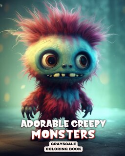 Front cover_Adorable Creepy Monsters Greyscale Coloring Book