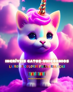 Front cover_Incríveis gatos-unicórnios Livro de colorir para crianças Criaturas de fantasia adoráveis e cheias de amor