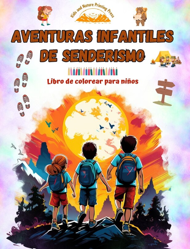 Front cover_Aventuras infantiles de senderismo - Libro de colorear para niños - Dibujos divertidos y creativos de excursiones