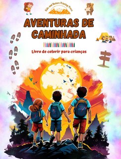Front cover_Aventuras de caminhada - Livro de colorir para crianças - Desenhos divertidos e criativos de excursões originais