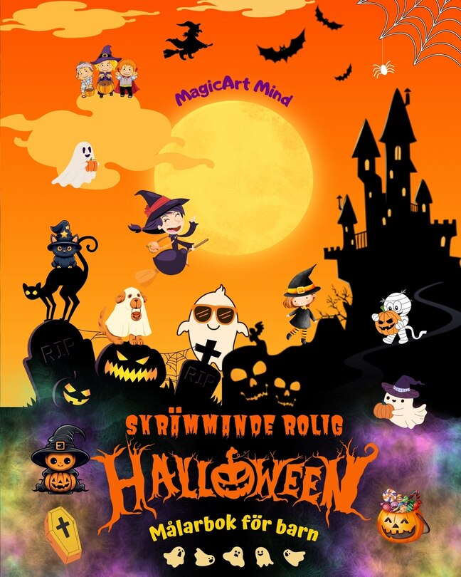 Couverture_Skrämmande rolig Halloween Målarbok för barn Bedårande skräckscener för att njuta av Halloween