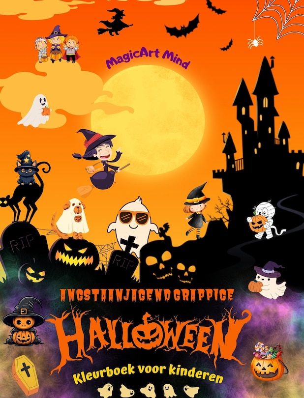Couverture_Angstaanjagend grappige Halloween Kleurboek voor kinderen Schattige horrorsc&egrave;nes om van Halloween te genieten