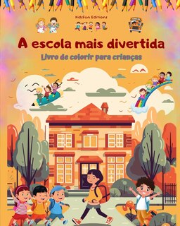 Couverture_A escola mais divertida - Livro de colorir para crianças - Ilustrações criativas e alegres para estudantes curiosos
