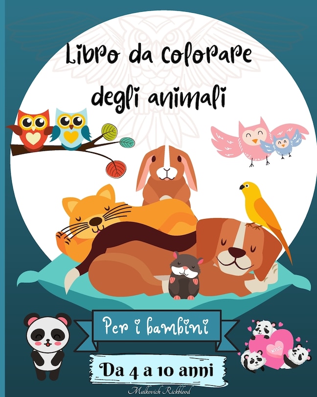 Front cover_Animali da colorare libro per bambini 4-10 anni