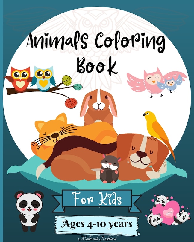 Front cover_Animals Coloring Book For Kids Ages 4-10 years