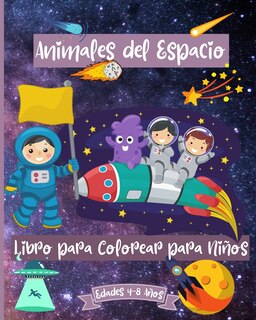 Couverture_Libro para colorear de animales espaciales para niños de 4 a 8 años