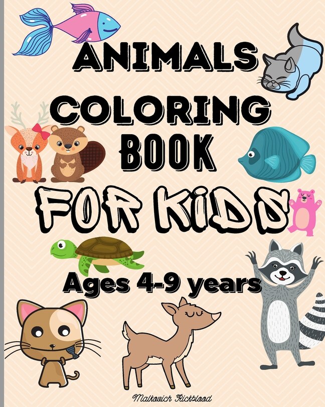 Front cover_Animals Coloring Book for Kids ages 4-9 years