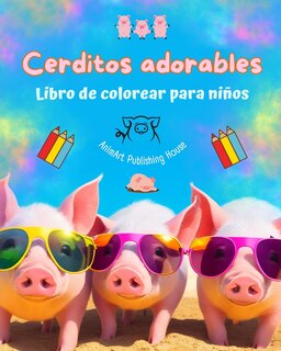Front cover_Cerditos adorables - Libro de colorear para niños - Escenas creativas de cerditos divertidos - Regalo ideal para niños