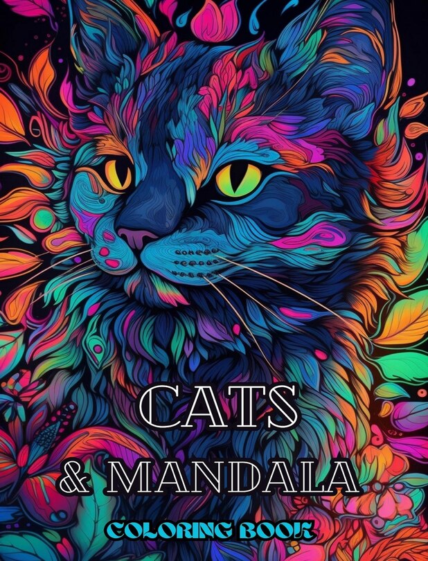 Front cover_Cats with Mandalas - Adult Coloring Book. Beautiful Coloring Pages
