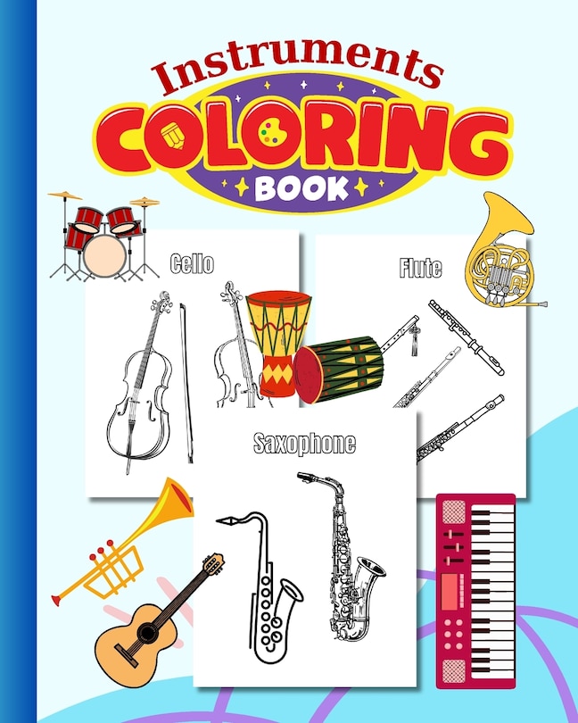 Front cover_Instruments Coloring Book For Kids