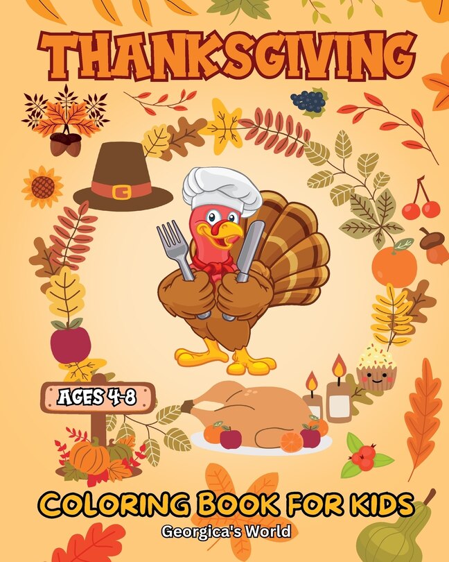 Front cover_Thanksgiving Coloring Book for Kids ages 4-8