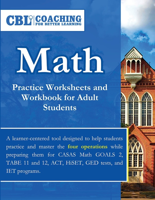 Front cover_Math Practice Worksheets and Workbook for Adult Students
