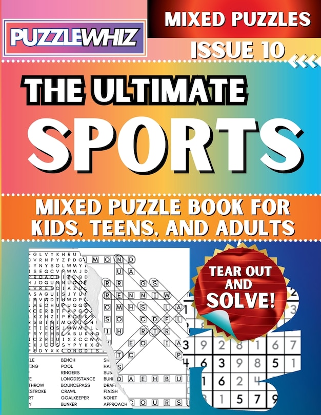 Front cover_The Ultimate Sports Mixed Puzzle Book for Kids, Teens, and Adults