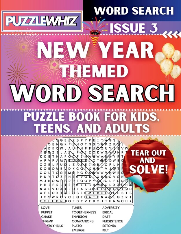 Front cover_New Year Celebrations - Themed Word Search - Fun & Educational Puzzles for Kids, Teens, and Adults (Large Print Edition)