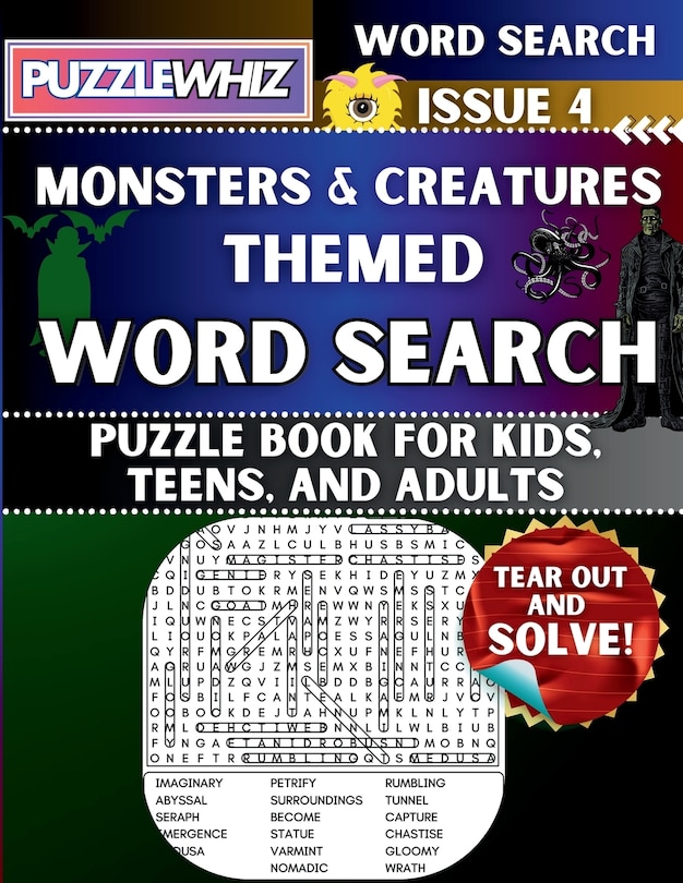 Couverture_Monsters and Creatures - Themed Word Search - Fun & Educational Puzzles for Kids, Teens, and Adults (Large Print Edition)