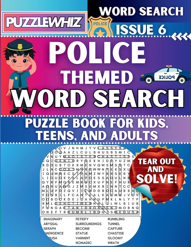 Couverture_Police - Themed Word Search - Fun & Educational Puzzles for Kids, Teens, and Adults (Large Print Edition)