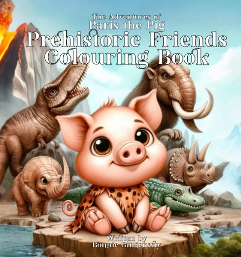 Front cover_Prehistoric Friends Colouring Book