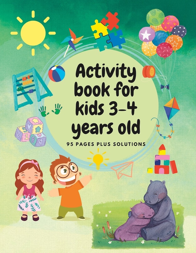 Activity Book For 3-4 Year Olds: Colouring pages, Maze, Learn to draw, Connect the dots