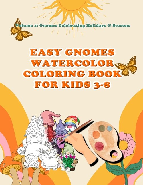 Couverture_Easy Gnomes Watercolor Coloring Book For Kids 3- 8