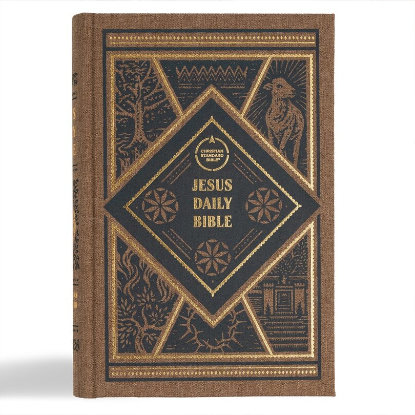 Front cover_CSB Jesus Daily Bible, Brown Cloth Over Board