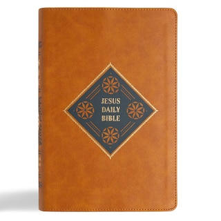 Front cover_CSB Jesus Daily Bible, Camel LeatherTouch