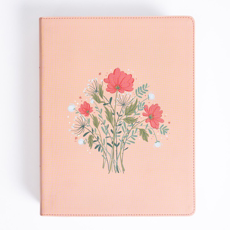 Front cover_CSB Illustrator’s Notetaking Bible, Large Print Edition, Peach Bouquet LeatherTouch