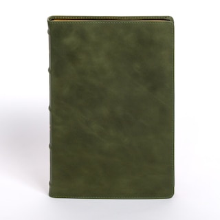 Front cover_NASB Large Print Thinline Bible, Holman Handcrafted Collection, Marbled Olive Premium Calfskin