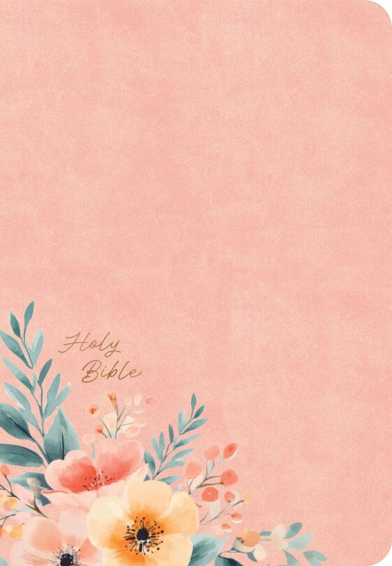 Front cover_CSB Large Print Personal Size Reference Bible, Optimal Type, Digital Study Edition, Peach Floral LeatherTouch, Indexed