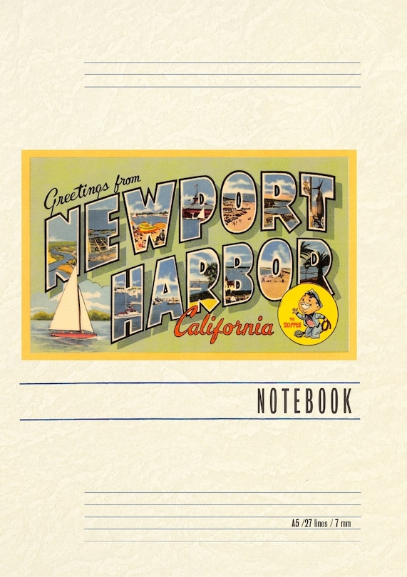 Front cover_Vintage Lined Notebook Greetings from Newport Harbor, California