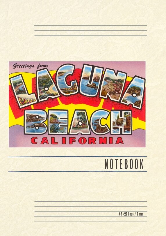 Front cover_Vintage Lined Notebook Greetings from Laguna Beach, California