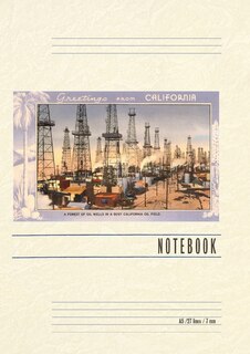 Front cover_Vintage Lined Notebook Greetings from California, Oil Wells