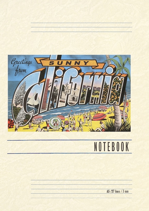 Couverture_Vintage Lined Notebook Greetings from Sunny California Beach Scene