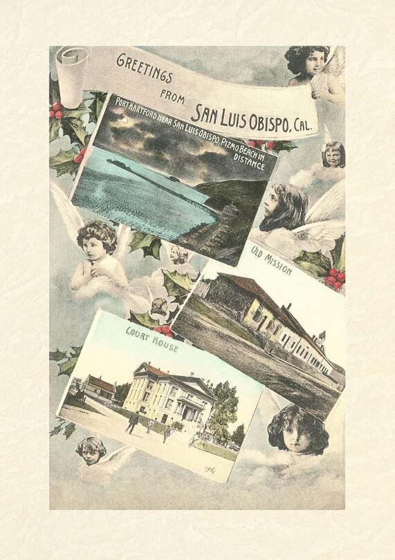 Front cover_Vintage Lined Notebook Greetings from San Luis Obispo with Angels and Photos