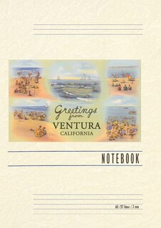 Front cover_Vintage Lined Notebook Pastel Beach Scenes, Greetings from Ventura, California