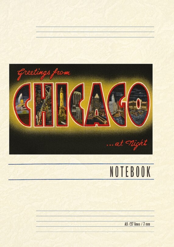 Front cover_Vintage Lined Notebook Greetings from Chicago at Night