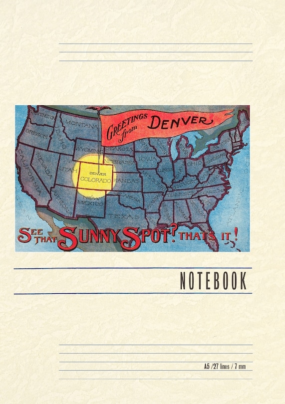 Front cover_Vintage Lined Notebook Greetings from Denver, Colorado, Map of US