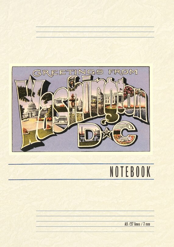 Vintage Lined Notebook Greetings from Washington, DC