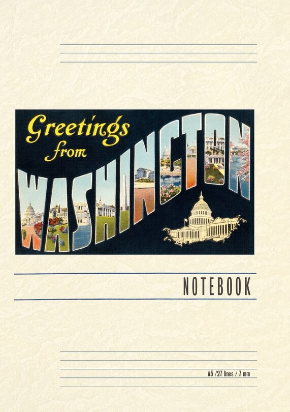 Front cover_Vintage Lined Notebook Greetings from Washington